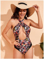 London Hollowed Out Printing Swimsuit - Vestir en Moda