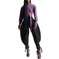 Londyn Sexy Nightclub Solid Color Lace Up Ankle-Tied Wide Leg Pants - Vestir en Moda