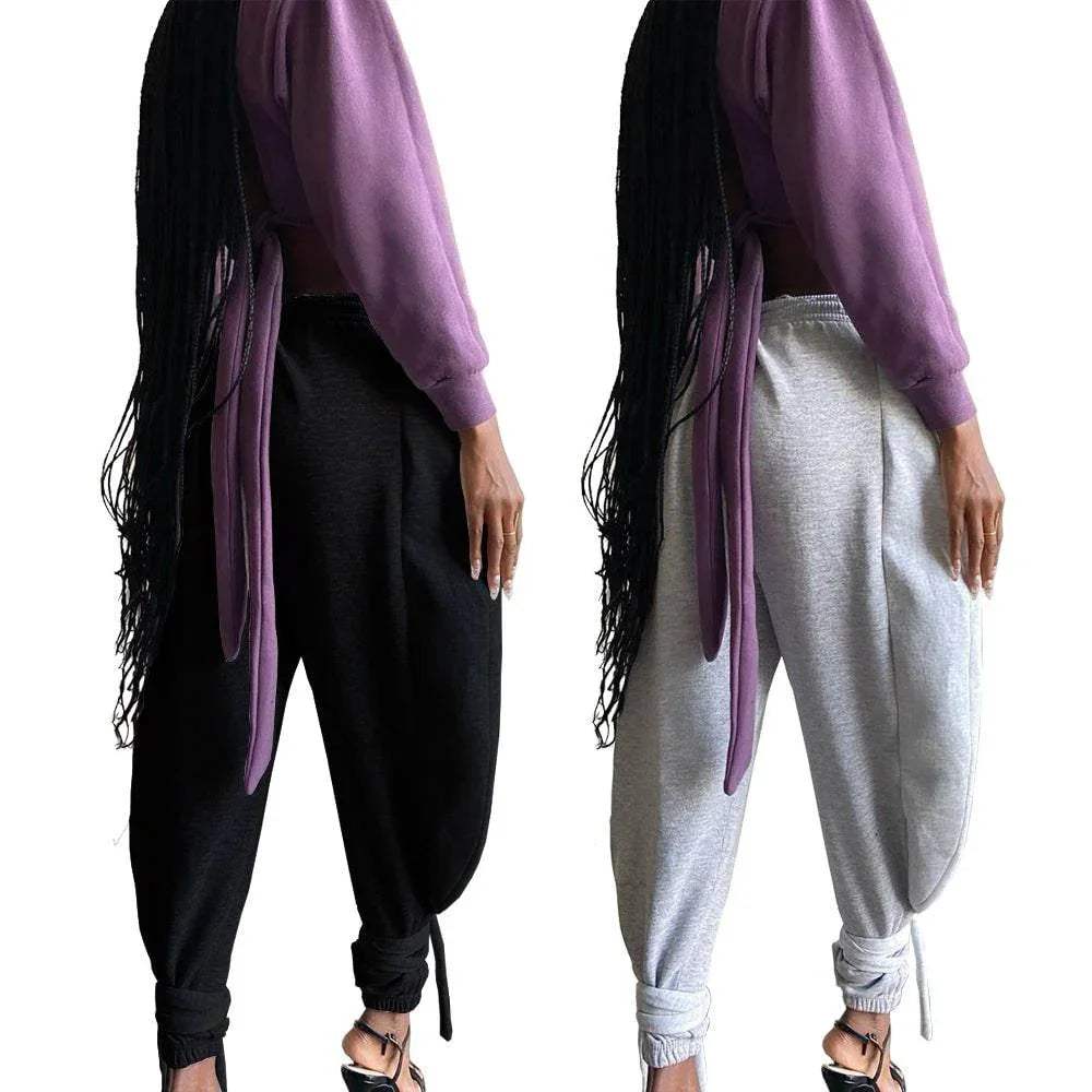 Londyn Sexy Nightclub Solid Color Lace Up Ankle-Tied Wide Leg Pants - Vestir en Moda