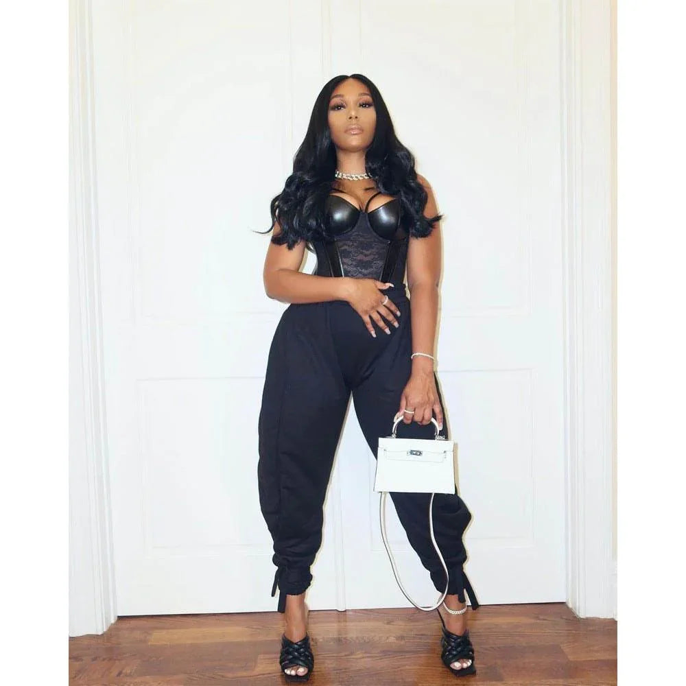Londyn Sexy Nightclub Solid Color Lace Up Ankle-Tied Wide Leg Pants - Vestir en Moda