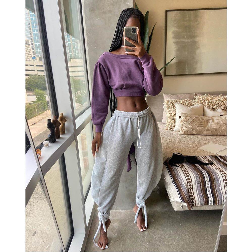 Londyn Sexy Nightclub Solid Color Lace Up Ankle-Tied Wide Leg Pants - Vestir en Moda