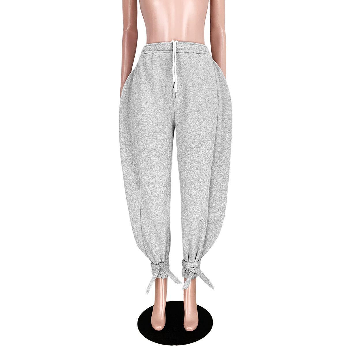 Londyn Sexy Nightclub Solid Color Lace Up Ankle-Tied Wide Leg Pants - Vestir en Moda