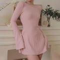 Lorena Sexy Solid Pull Long Sleeve Knitted Dresses - Vestir en Moda