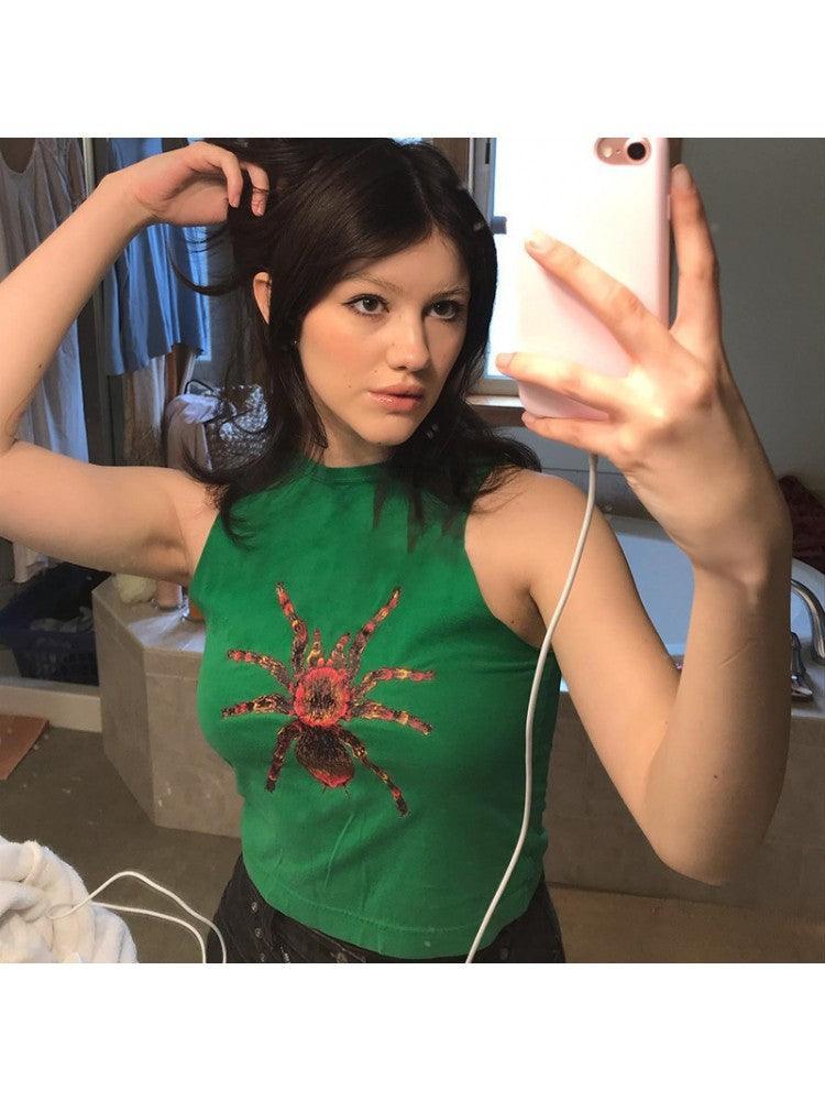 Lourdes Green Sleeveless Tank Tops