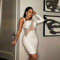 Lovely Martha Sexy Slim-Fit Mesh Rhinestone Nightclub Dress - Vestir en Moda
