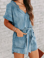 Lucía Ladies Denim Washed Distressed Loose Rompers - Vestir en Moda
