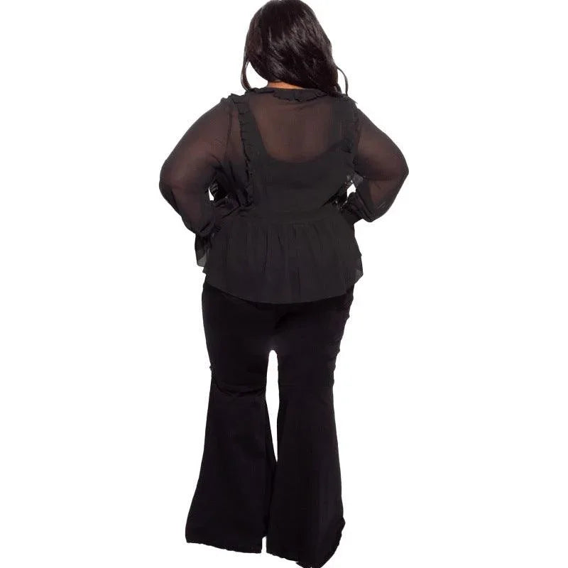 Lucy Plus Size Hole Speaker Trend Washing Women Denim - Vestir en Moda