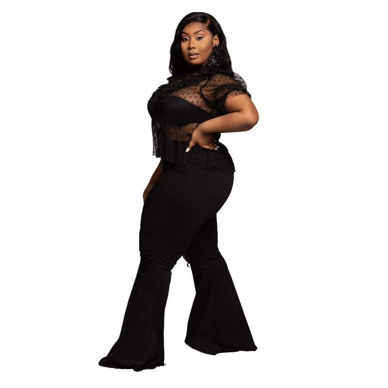 Lucy Plus Size Hole Speaker Trend Washing Women Denim - Vestir en Moda