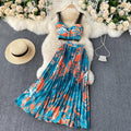 Luna Tropical Leaf Print Vacation Suit Design Lace Two Piece Sets - Vestir en Moda