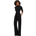 Lupe Women Clothing Solid Color Collar Five Quarter Sleeve Jumpsuits - Vestir en Moda