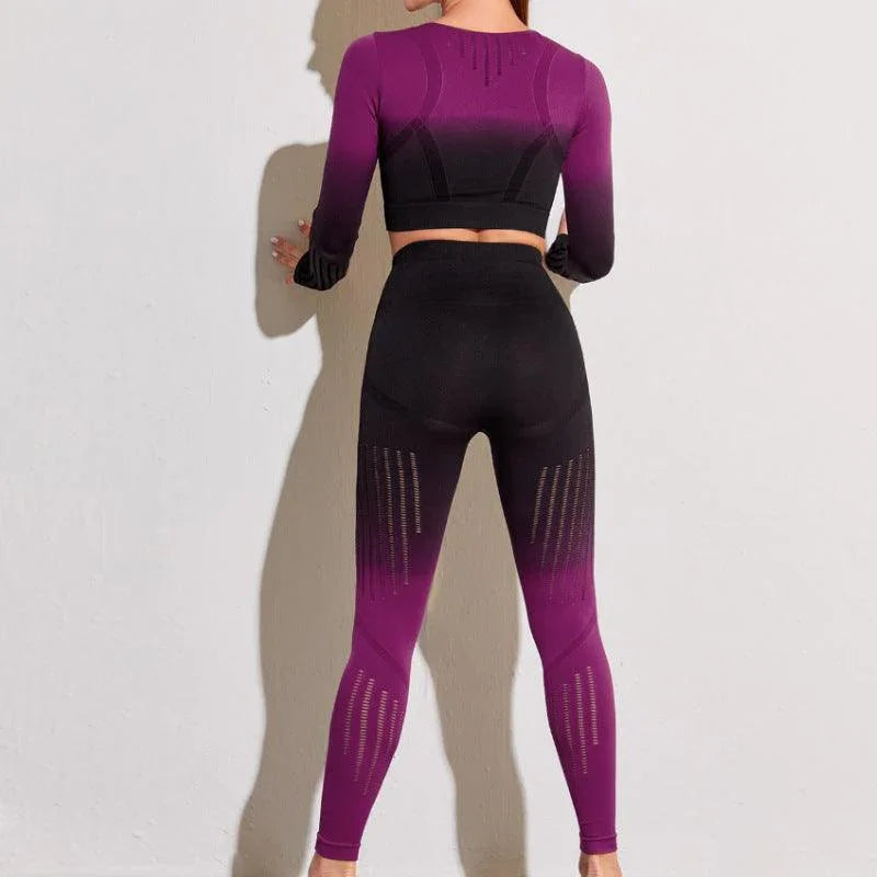 Lyla Gradient Exercise Clothes Breathable Fitness Two Piece Set - Vestir en Moda