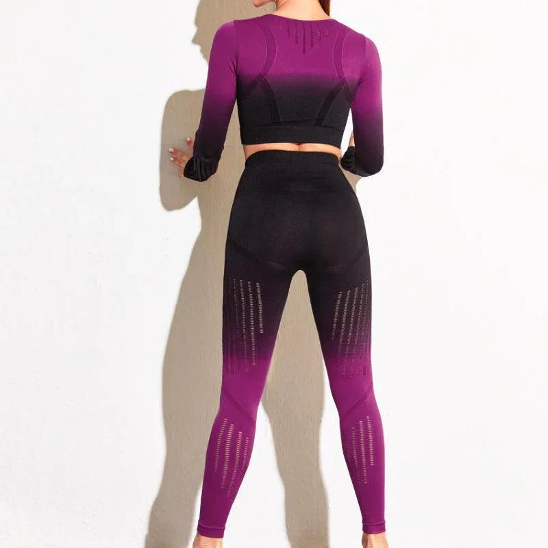 Lyla Gradient Exercise Clothes Breathable Fitness Two Piece Set - Vestir en Moda