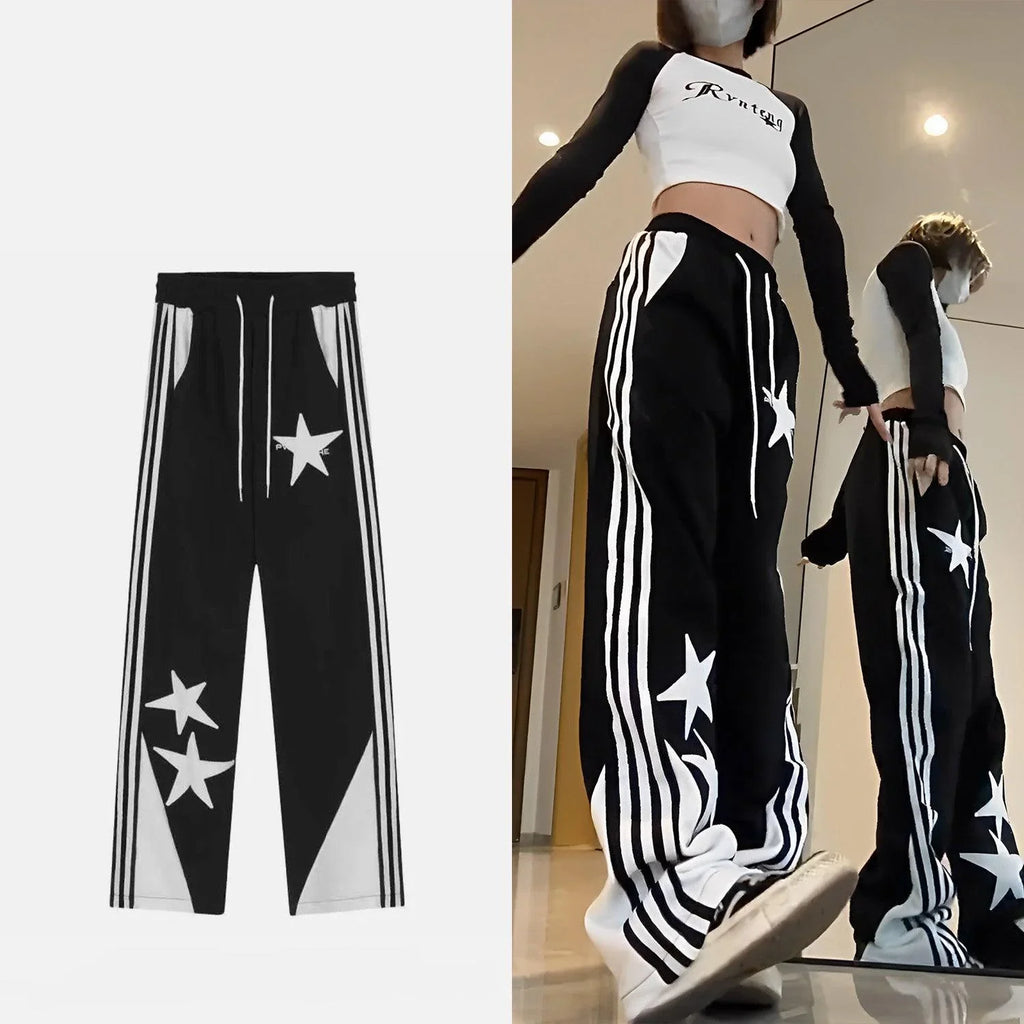Lylah Vintage Star Embroidered Wide Striped Leg Pants - Vestir en Moda