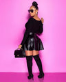 Maci Solid High Waist Swing Faux Leather Mini Skirt - Vestir en Moda