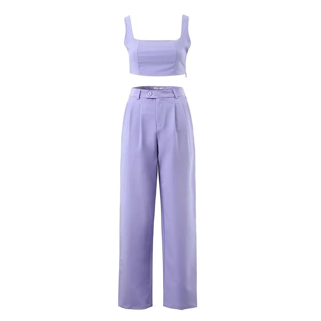 Madison Clothing High Waist Buckle Casual Two Piece Sets - Vestir en Moda