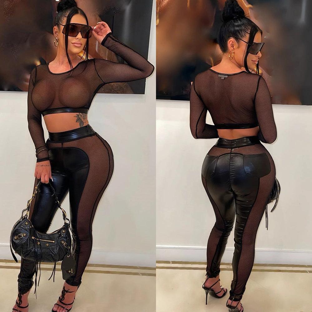 Madison Clothing Mesh Stitching through Two pieces Set Women - Vestir en Moda
