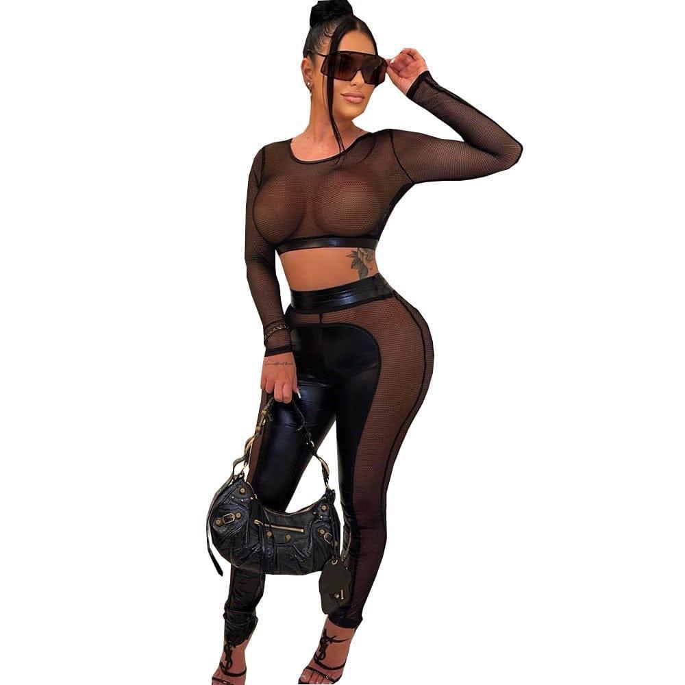 Madison Clothing Mesh Stitching through Two pieces Set Women - Vestir en Moda