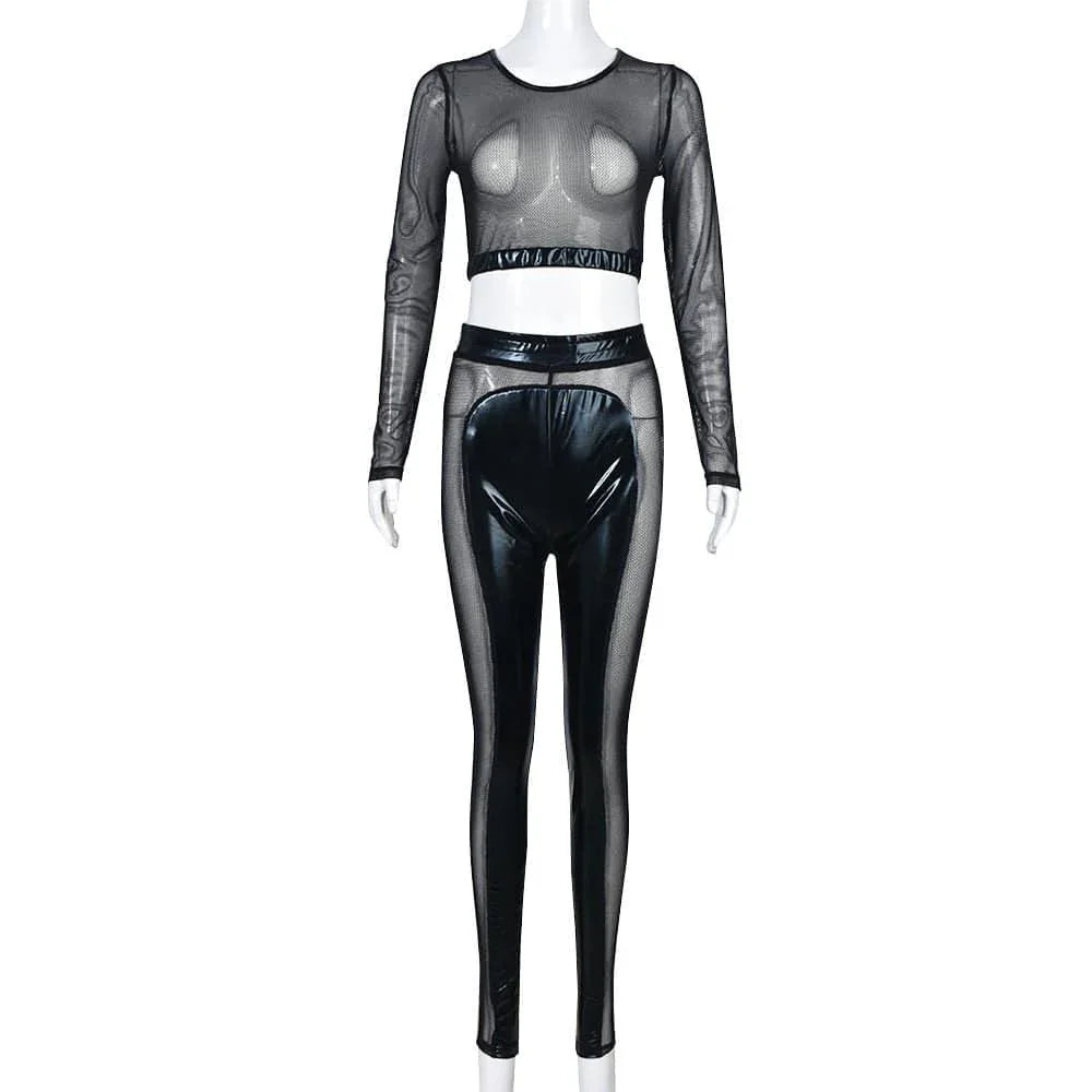 Madison Clothing Mesh Stitching through Two pieces Set Women - Vestir en Moda