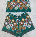 Madison Lattice High Waist Embroidered Shorts Two Piece Set - Vestir en Moda