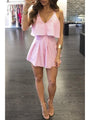 Magnolia Sexy Striped V-Neck Backless Romper - Vestir en Moda