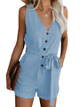 Maira Women Fashion V-Neck Button-Up Sleeveless Rompers - Vestir en Moda