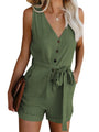Maira Women Fashion V-Neck Button-Up Sleeveless Rompers - Vestir en Moda