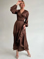 Maitena Elegant Brown Wrap Dresses - Vestir en Moda