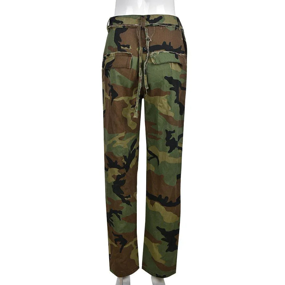 Makenna Camouflage Sexy Slim Fit Skinny Ripped Casual Pants - Vestir en Moda