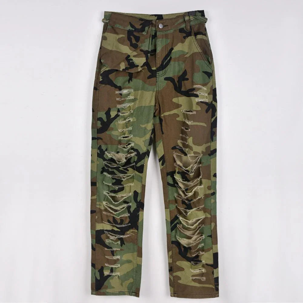 Makenna Camouflage Sexy Slim Fit Skinny Ripped Casual Pants - Vestir en Moda