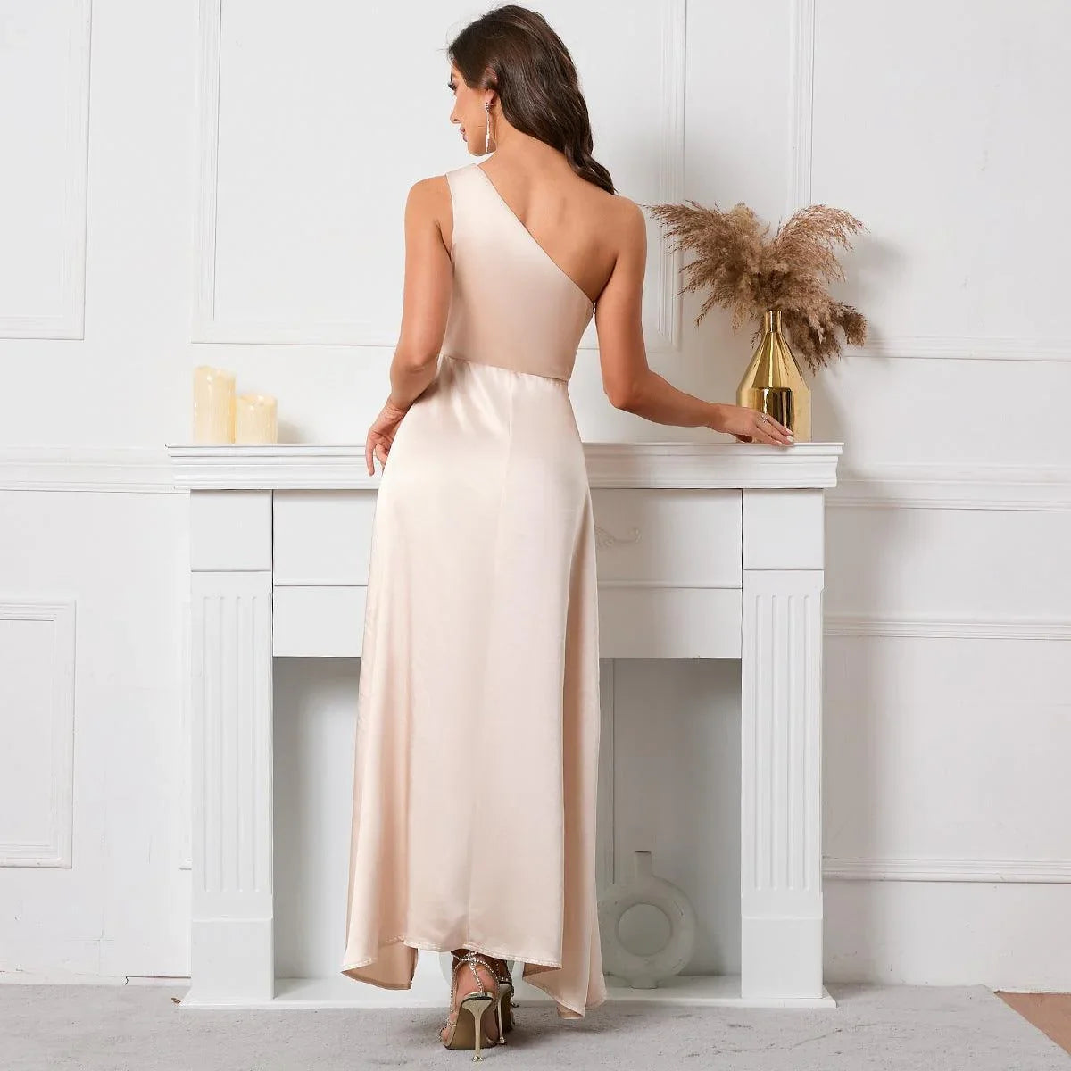 Malena Sexy Slant Shoulder Half Dresses - Vestir en Moda