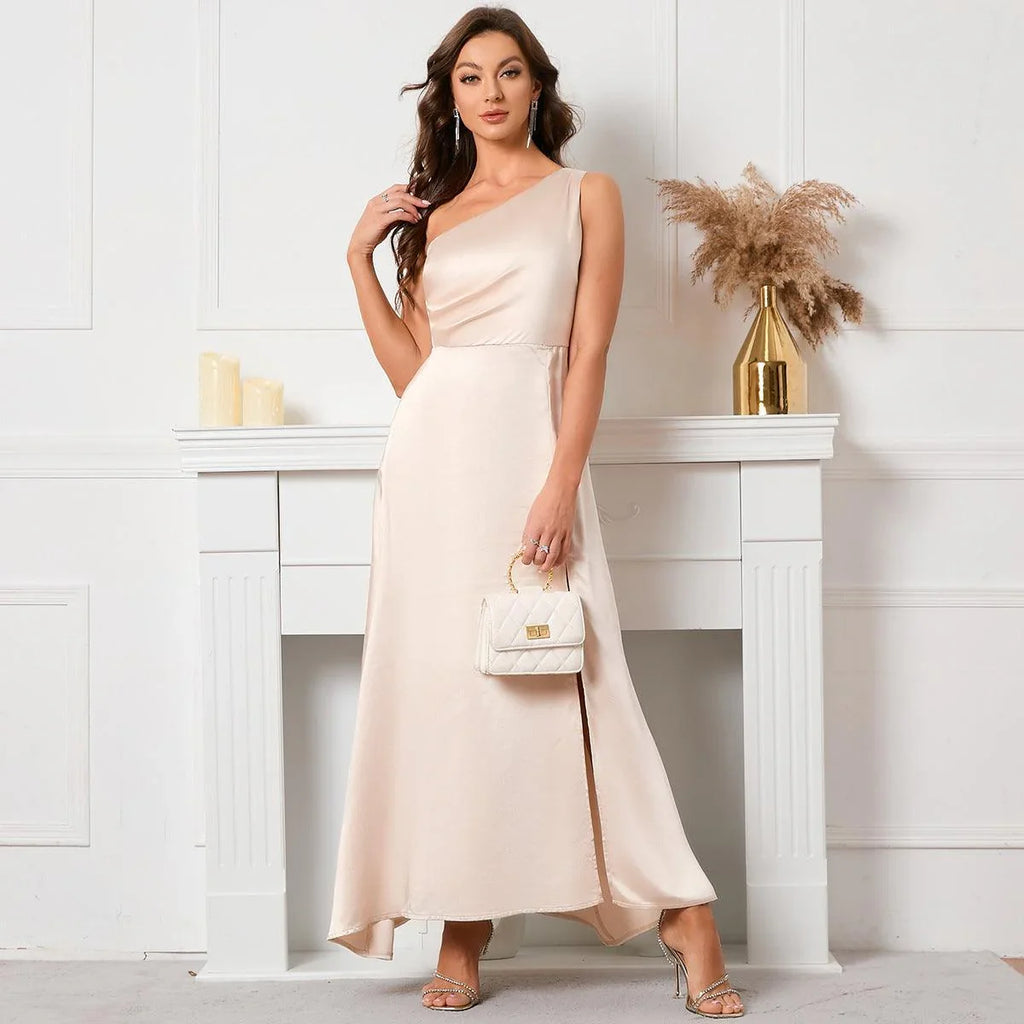 Malena Sexy Slant Shoulder Half Dresses - Vestir en Moda