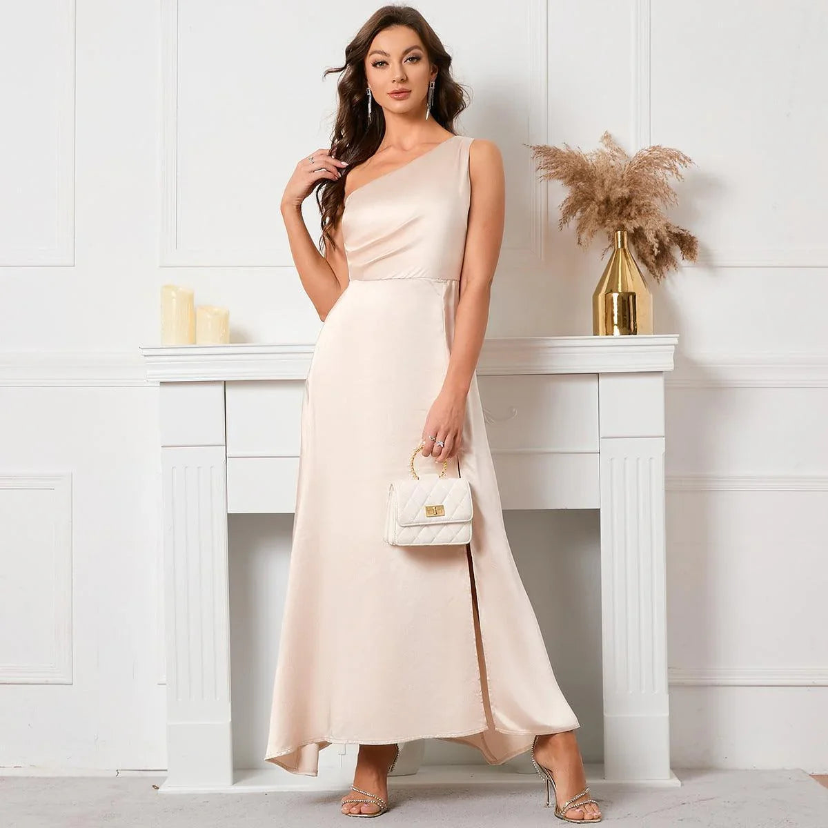 Malena Sexy Slant Shoulder Half Dresses - Vestir en Moda