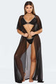 Maonie Sheer Mesh Maxi Kimono Semi Stretchy Cover Up - Vestir en Moda