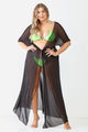 Maonie Sheer Mesh Maxi Kimono Semi Stretchy Cover Up - Vestir en Moda