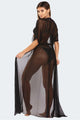 Maonie Sheer Mesh Maxi Kimono Semi Stretchy Cover Up - Vestir en Moda
