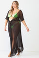 Maonie Sheer Mesh Maxi Kimono Semi Stretchy Cover Up - Vestir en Moda