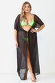 Maonie Sheer Mesh Maxi Kimono Semi Stretchy Cover Up - Vestir en Moda