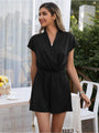 Margarita Sexy V Neck Pure Color Short Sleeve Romper - Vestir en Moda