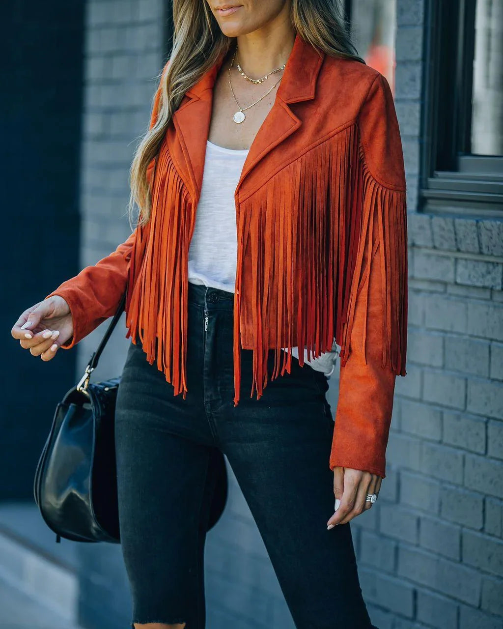 Maria Autumn Slim Long Sleeve Printed Tassel Coat - Vestir en Moda