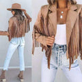 Maria Autumn Slim Long Sleeve Printed Tassel Coat - Vestir en Moda