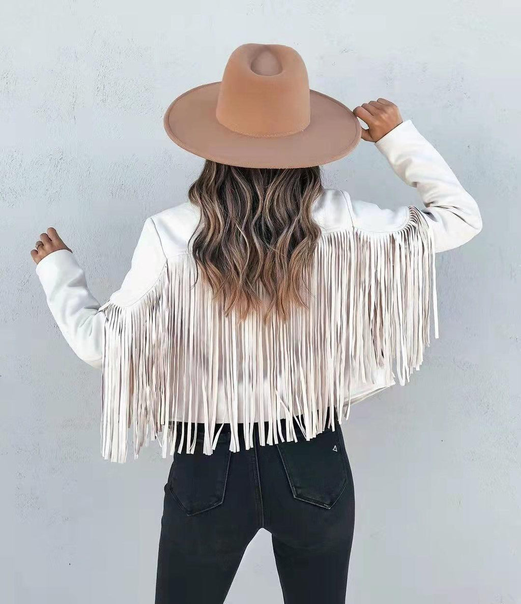 Maria Autumn Slim Long Sleeve Printed Tassel Coat - Vestir en Moda