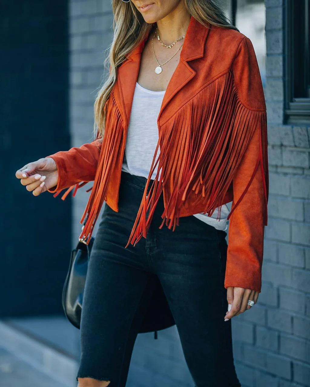 Maria Autumn Slim Long Sleeve Printed Tassel Coat - Vestir en Moda