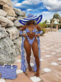 María Beach Striped Bikini And Cover Up 3 Piece Swimwear - Vestir en Moda