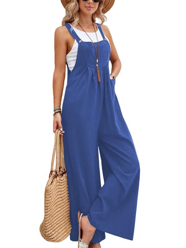 María Women Solid Color Casual Bib Trousers Jumpsuits - Vestir en Moda
