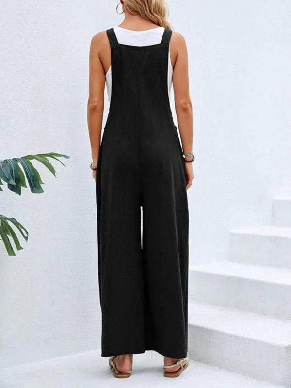 María Women Solid Color Casual Bib Trousers Jumpsuits - Vestir en Moda