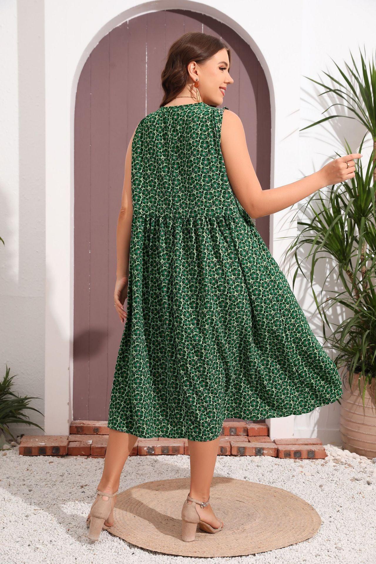 Mariana Plus Size Women Floral Print V-neck Loose Casual Simple - Vestir en Moda