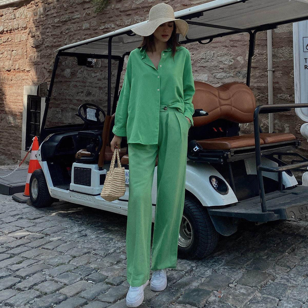 Mariana Vacation Batwing Sleeve Straight Leg Trouser Two Piece Set - Vestir en Moda