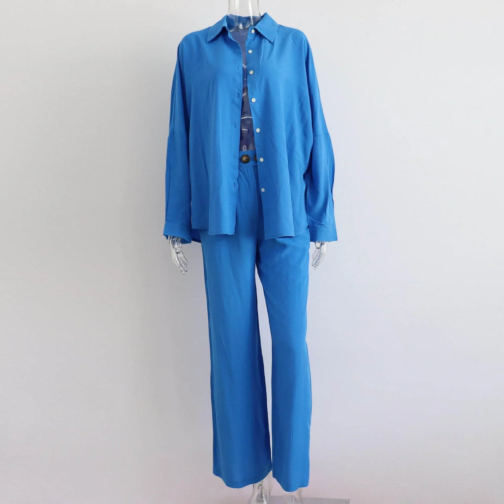 Mariana Vacation Batwing Sleeve Straight Leg Trouser Two Piece Set - Vestir en Moda
