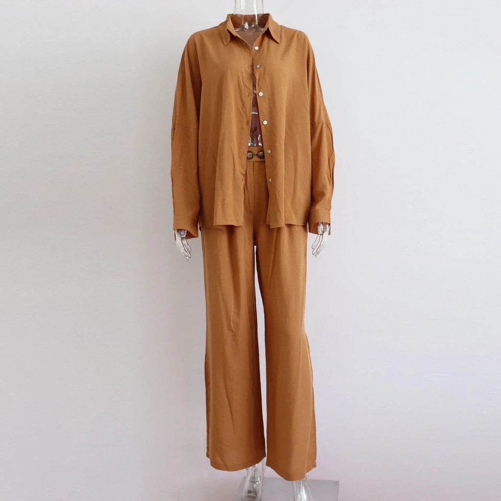 Mariana Vacation Batwing Sleeve Straight Leg Trouser Two Piece Set - Vestir en Moda