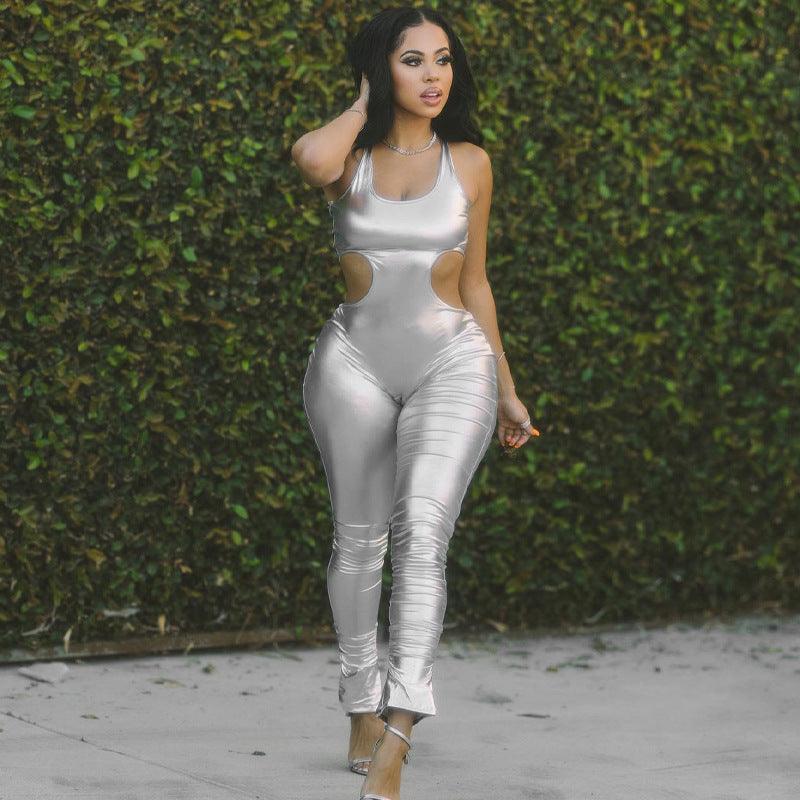 Maribel Women Winter Solid Color Leather Sexy Jumpsuits - Vestir en Moda